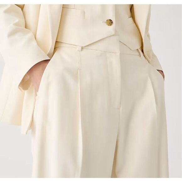 NWT J. Crew Womens Ivory High Rise Essential Wide Leg Pant Size 12P - Picture 6 of 15